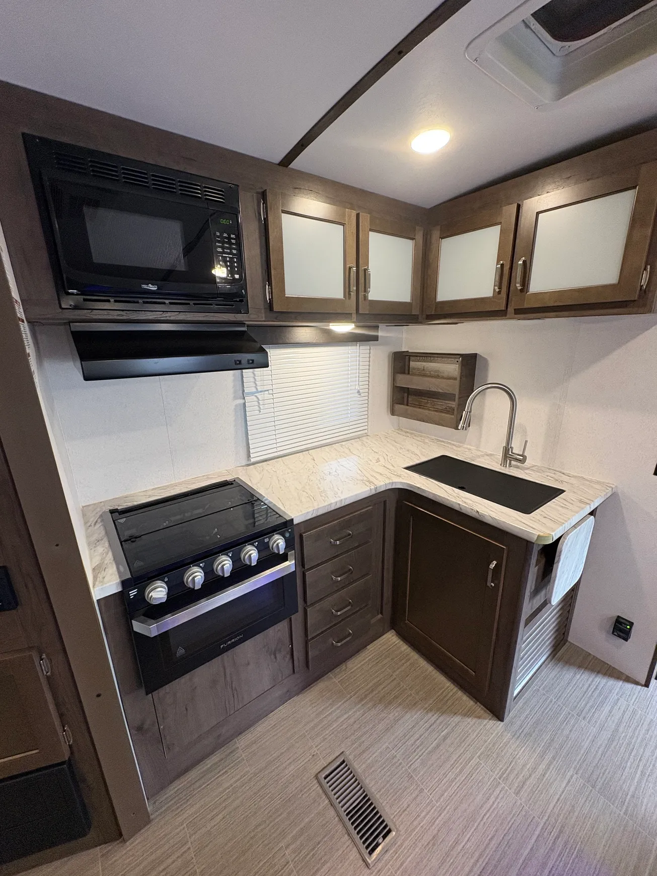 Small kitchenette in recreational vehicle