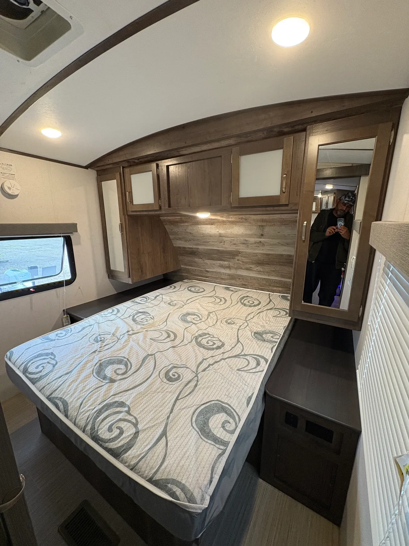 Compact RV space with bed and storage